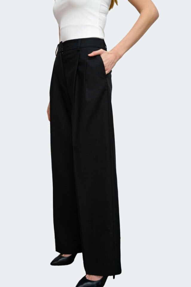 Ren Wide Leg Çift Pilili Pantolon